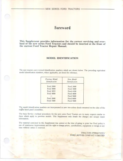 Preview: Ford 2600, 3600, 4100, 4600, 5600, 6600, and 7600 Tractor Repair Manual 1975