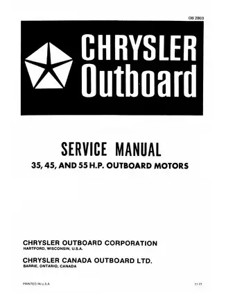 1965-1984 Chrysler 35 hp, 45 hp, 55 hp outboard motor service manual Preview image 1