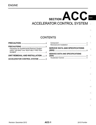 2013 Nissan Frontier D40 series Accelerator Control System manual