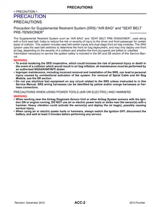 2013 Nissan Frontier D40 series Accelerator Control System manual Preview image 2