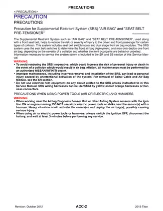 2013 Nissan Titan A60 series ACCELERATOR CONTROL SYSTEM manual Preview image 2