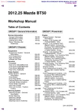 2011–2014 Mazda BT-50  3.2L TURBO DIESEL, 2.2L TURBO DIESEL, and 2.5L PETROL Service Manual (P/N 8BW1-EO-11E) – preview page 1