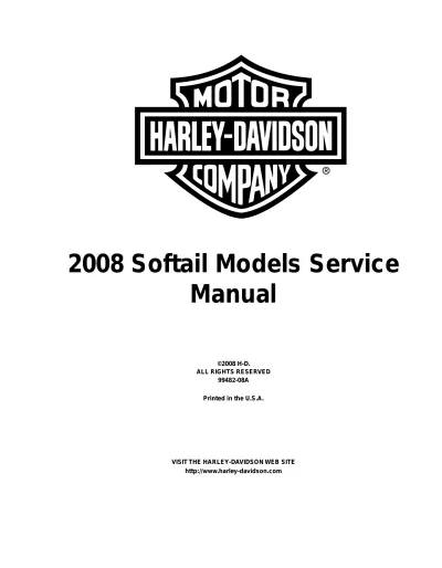 Preview: 2008 Harley-Davidson Softail FLST, FLSTC, FLSTF, FLSTN, FLSTSB, FXCW, FXCWC, FXST, FXSTB & FXSTC Service Manual (P/N 99482-08A)