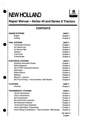Ford New Holland series 40, series S, 5640, 6640, 7740, 7840, 8240, 8340 row-crop tractor manual Preview image 4