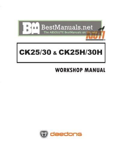 Preview: 2004 KIOTI CK25/30 CK25H/30H Tractor Workshop Manual OEM (P/N D704-W00)