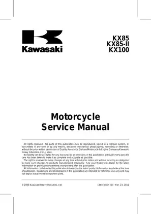 2001-2013 Kawasaki KX85, KX85-II, KX100 service manual Preview image 5