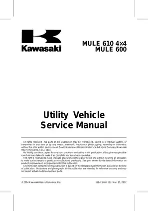 2005-2013 Kawasaki Mule 610 4x4, UTV, Side by Side service manual Preview image 5