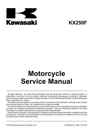 2013 Kawasaki KX250F service manual Preview image 5