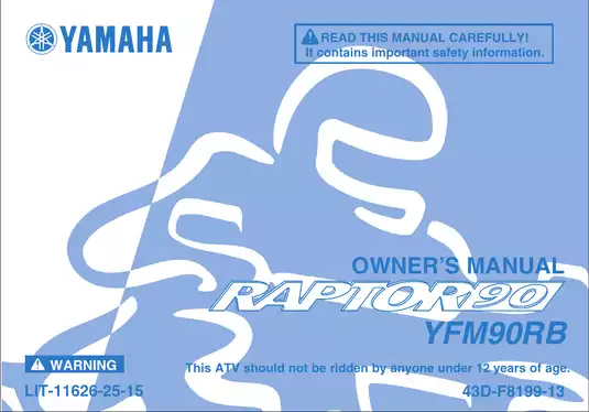 2011-2013 Yamaha Raptor 90 owners manual Preview image 1