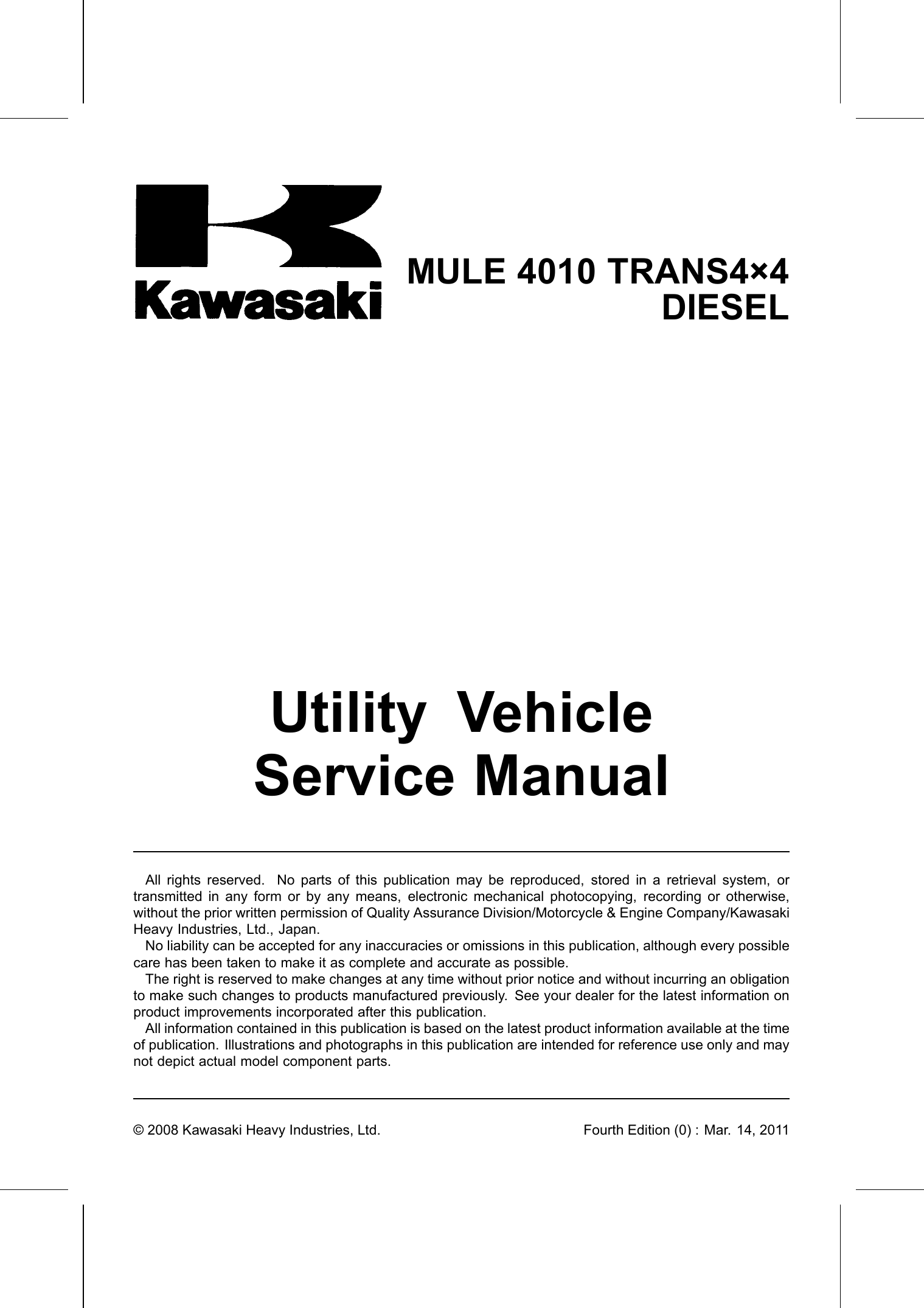 2009-2012 Kawasaki Mule 4010 Trans 4x4 Side by Side manual Preview image 5