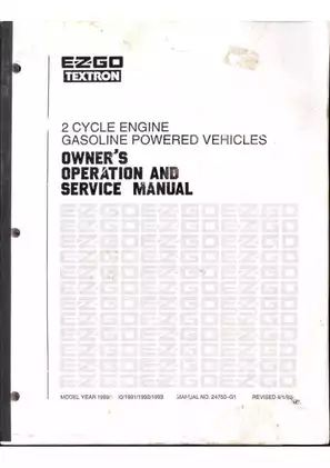 1989-1993 E-Z-GO Golf Cart owner´s operation and service manual Preview image 1