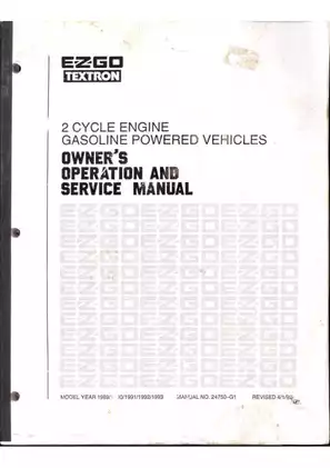 E-Z-GO Owner’s Operation and Service Manual for Golf Cars (1989-1993)