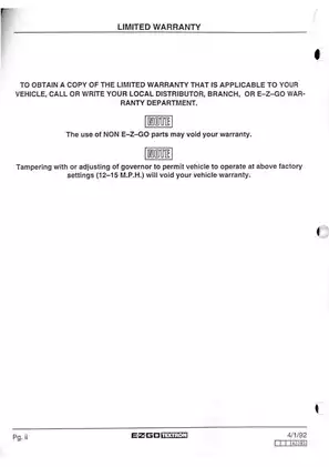 E-Z-GO Owner’s Operation and Service Manual for Golf Cars (1989-1993) Preview image 4