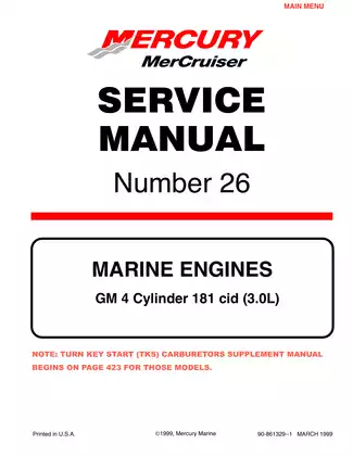 1998-2003 Mercury MerCruiser 181 cid 3.0L marine engines GM 4 cylinder service manual Preview image 1