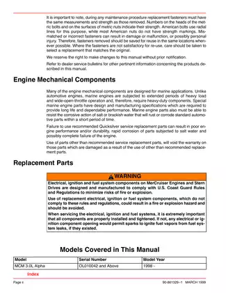 MerCruiser 3.0L 181 CID Marine Engine Service Manual Preview image 4