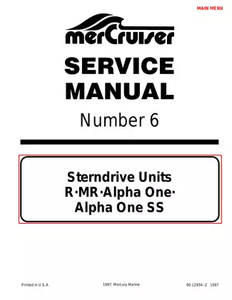 1983-1990 Mercruiser No. 6 Sterndrive Units R, MR, Alpha One, Alpha One SS service manual Preview image 1