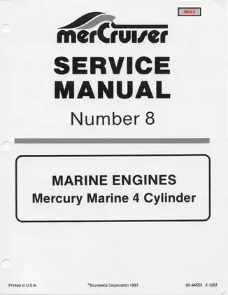 1985-1989 Mercruiser Mercury Marine No. 8, 4 cyl,  marine engine service manual Preview image 1