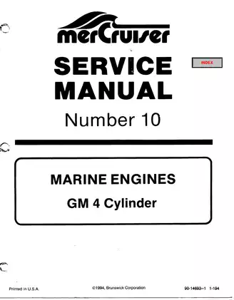 1985-1989 Mercury Mercruiser Number 10 marine engine GM 4 cylinder service manual Preview image 1