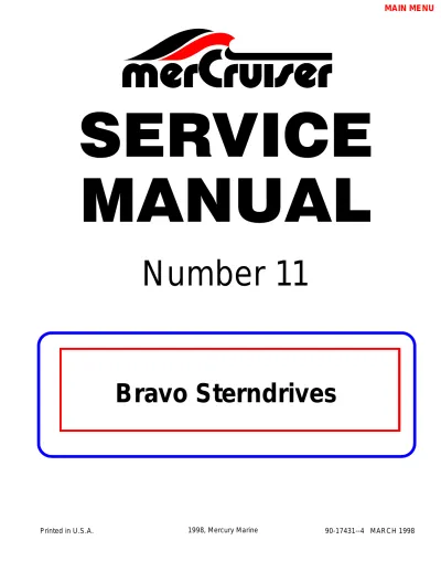 Preview: MerCruiser Bravo One, Bravo Two, and Bravo Three Sterndrives Service Manual #11 1990–1998 ( P/N 90-17431-4)