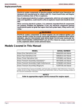 MerCruiser Bravo Sterndrives Service Manual #11 (1998) - Comprehensive Guide Preview image 4