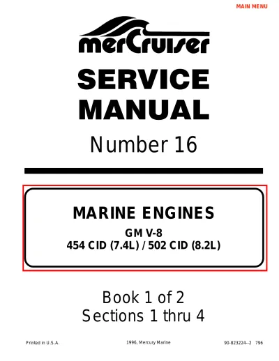 Preview: MerCruiser GM V-8 Engine Service Manual (454 CID / 502 CID) 1985–1989 OEM (P/N 90-823224--2 796)