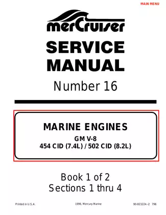 Comprehensive MerCruiser GM V-8 Engine Service Manual (454 CID / 502 CID)