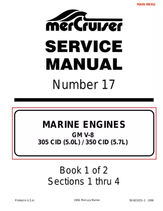 1993-1997 Mercury Mercruiser No 17 marine engine GM V-8 305 CID (5.0L) , 350 CID (5.7L) service manual Preview image 1