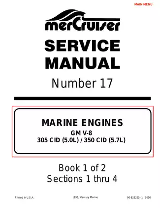 Comprehensive MerCruiser Marine Engine Service Manual for GM V-8 Engines (305 CID / 350 CID)