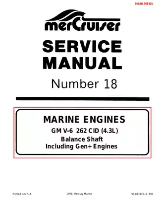 1993-1997 Mercruiser Number 18 marine engine GM V-6 262 CID (4.3L) engine service manual Preview image 1