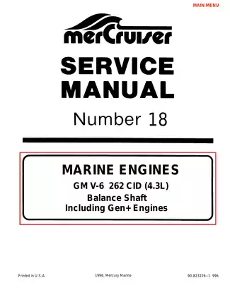 MerCruiser V-6 262 CID (4.3L) Service Manual and Repair Guide