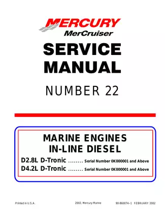 Mercury MerCruiser In-Line Diesel Engines Service Manual (D2.8L & D4.2L) - Comprehensive Guide