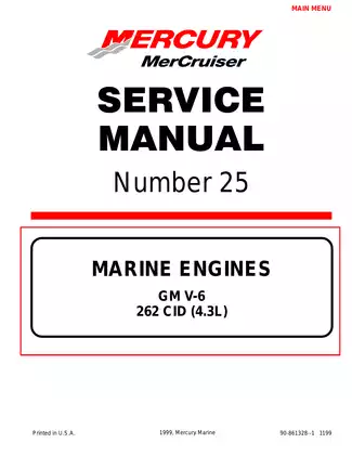Mercury Mercruiser No. 25 marine engine GM V-6 262 CID 4.3L repair manual Preview image 1