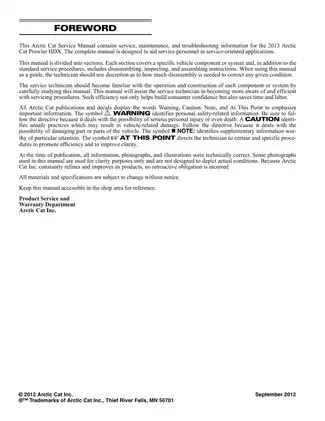 Comprehensive Arctic Cat Prowler HDX Service Manual (2013) - Repair & Maintenance Guide Preview image 2
