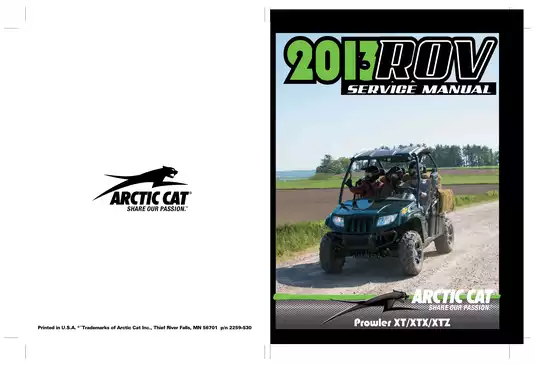 2013 Arctic Cat Prowler XT 500, XTX 700, XTZ 1000 service manual Preview image 1