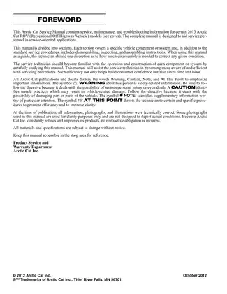 2013 Arctic Cat Prowler XT/XTX/XTZ Service Manual & Troubleshooting Guide Preview image 2