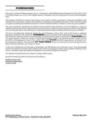 2013 Arctic Cat Wildcat Service Manual - Complete Maintenance & Repair Guide Preview image 2
