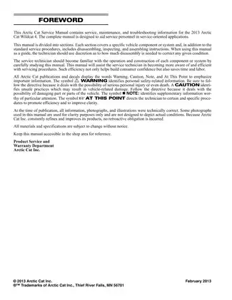 2013 Arctic Cat Wildcat 4 Service Manual - Comprehensive Repair Guide Preview image 2