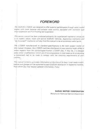 Suzuki LT250R Service Manual (1988-1992) - Complete Repair and Maintenance Guide Preview image 2