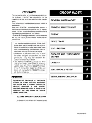 2002-2007 Suzuki Vinson LT-A500F QuadRacer repair manual Preview image 1