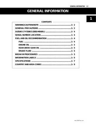 2002-2009 Suzuki Ozark LT-F250 All Terrain Vehicle manual Preview image 5