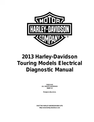 2013 Harley-DavidsonTouring, Road King,  Electra Glide, Street Glide, Road Glide Custom, Tri Glide, FLHX,FLTRX, FLTRU,FLHR,FLHRC,FLHTC,FLHTCU,FLHTK, FLHRSE5,FLTRXSE2,FLHTCUSE8 manual Preview image 3