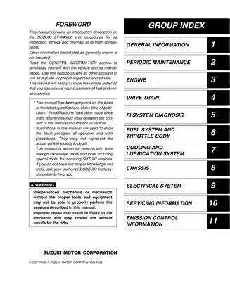 SUZUKI LT-A450X Service Manual & Repair Guide (2007-2009 Models)
