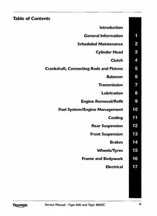 Triumph Tiger 800 and 800XC Service Manual (2010) Preview image 5