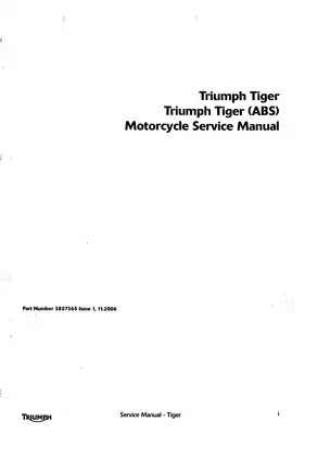Triumph Tiger 1050 Service Manual - Comprehensive Repair & Maintenance Guide Preview image 2