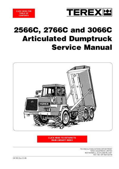 Preview: Terex 2566C, 2766C, 3066C Articulated Dumptruck Service & Repair Manual (P/N SM 991 Rev 2)