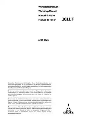 DEUTZ 1011 F Workshop Manual - Comprehensive Engine Repair Guide Preview image 3