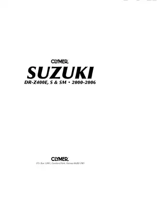 Clymer Suzuki DR-Z400E, S & SM Service Repair Manual (2000-2006) Preview image 2