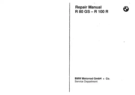 BMW R80 GS R100R Repair Manual - Complete Workshop Resource