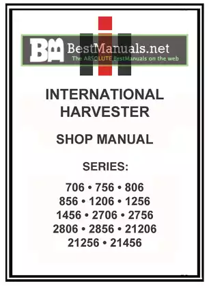 IH International Farmall  706, 756, 806, 856 row-crop tractor shop manual