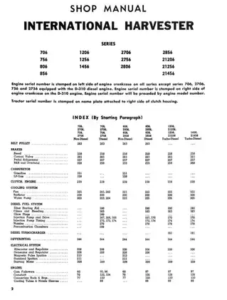 International Harvester Series Tractors Workshop Manual (Models 706, 756, 806, 856, 1206, 1256, 1456, 2706, 2756, 2806, 2856, 21206, 21256, 21456) Preview image 2